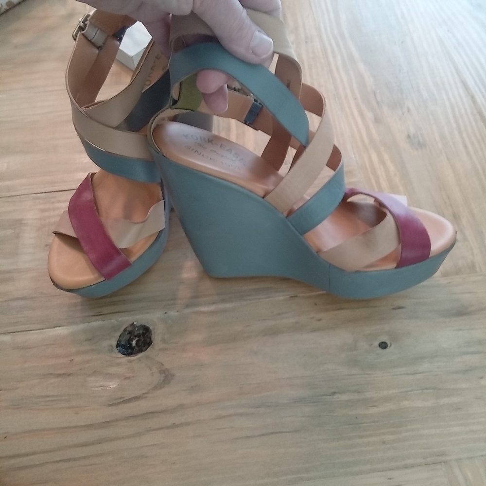 Kork-Ease Hailey Multi-Color Leather Strap Platform Wedge 5.5" Sandals S… - Picture 5 of 16